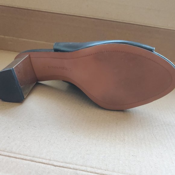 Black leather open toe booties sz 7 - Picture 5 of 7